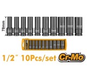 Набор ударных торц. головок удлинённых 10шт INGCO 1/2"*78 HKISSD12102L INDUSTRIAL Набор ударных торц. головок удлинённых 10шт INGCO 1/2"*78 HKISSD12102L INDUSTRIAL