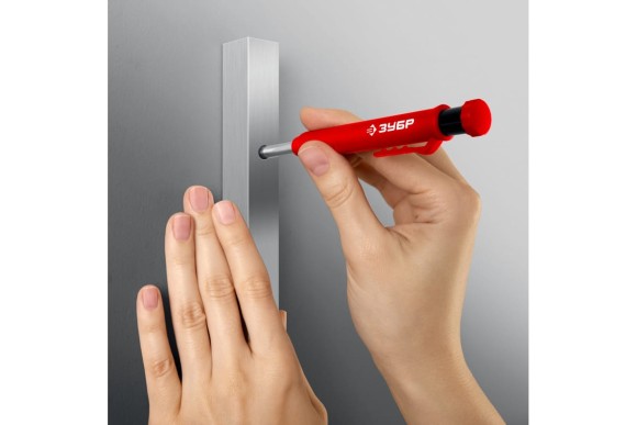 Карандаш автоматический строительный красный, +6 грифелей (2.8мм), ЗУБР Карандаш автоматический строительный красный, +6 грифелей (2.8мм), ЗУБР