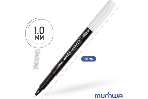 Маркер перманентный белый, пулевидный 1мм, WPM-05, Munhwa (F) Маркер перманентный белый, пулевидный 1мм, WPM-05, Munhwa (F)