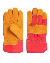 Перчатки кожаные, зимние Русские львы красно-жёлтые р-10 Перчатки кожаные, зимние Русские львы красно-жёлтые р-10