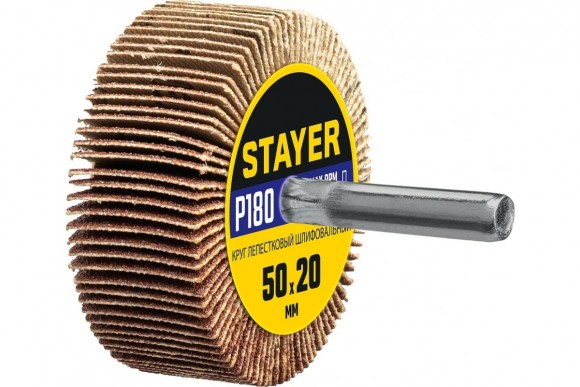 Круг шлифовальный лепестковый на шпильке 50x20 мм P80, STAYER  36607-080