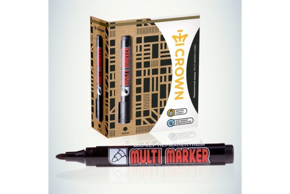 Маркер перманентный 3мм черный пулевидный  MunHwa Crown "Multi Marker" CPM-800