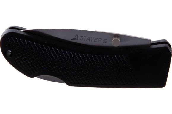 Нож складной, клинок 75мм,обрезиненная ручка STAYER 