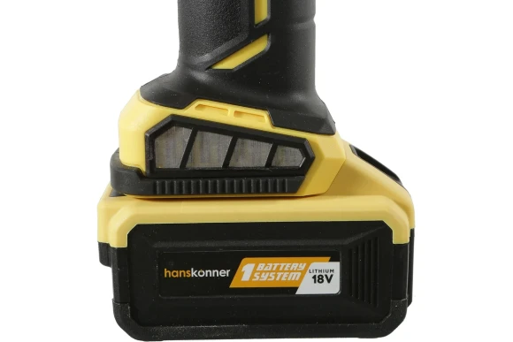 Шлифмашина(BL) угловая аккум. Hanskonner, HAG18125BLC, 18В, 125мм, 17000-7700об/мин, АКБ 1-шт (4А*ч)