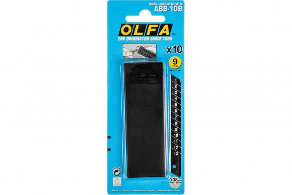 Лезвие для ножей  OLFA сегментированные EXCEL BLACK, 9х80х0,38мм, 13 сегментов, 10шт