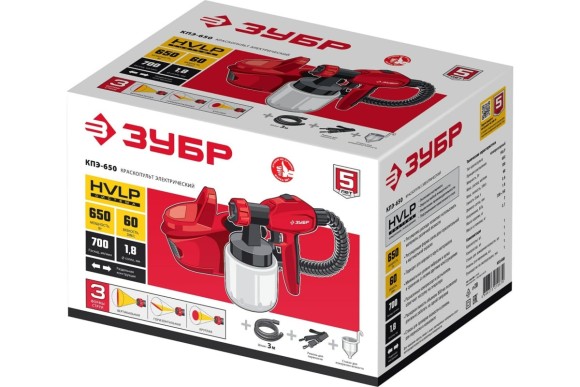 Краскопульт электрический ЗУБР ЗУБР КПЭ-650,650Вт ,0,7 л/м, вязкость краски 60 DIN, 0.8л Краскопульт электрический ЗУБР ЗУБР КПЭ-650,650Вт ,0,7 л/м, вязкость краски 60 DIN, 0.8л