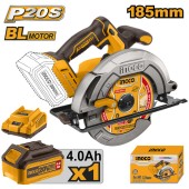 Пила(BL) дисковая аккум. INGCO CSLI18511, 20В, 185*20мм, 65/45мм, АКБ 1-шт (4А*ч), в коробке Пила(BL) дисковая аккум. INGCO CSLI18511, 20В, 185*20мм, 65/45мм, АКБ 1-шт (4А*ч), в коробке