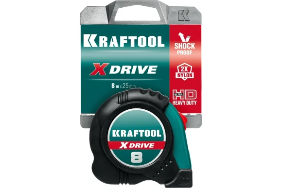 Рулетка 8м х 25мм, жёлтая лента, X-Drive KRAFTOOL 34122-08_z02