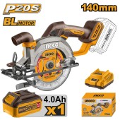 Пила дисковая аккумуляторная INGCO CSLI14021,20В 4А/ч li-ion-1шт,d140*20 Т24, 50/33мм,коробка Пила дисковая аккумуляторная INGCO CSLI14021,20В 4А/ч li-ion-1шт,d140*20 Т24, 50/33мм,коробка