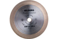 Диск алмазный по керамограниту 230 х 1.4 х 25.4мм, сплошной, мокрый рез, HILBERG