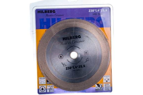 Диск алмазный по керамограниту 230 х 1.4 х 25.4мм, сплошной, мокрый рез, HILBERG Диск алмазный по керамограниту 230 х 1.4 х 25.4мм, сплошной, мокрый рез, HILBERG