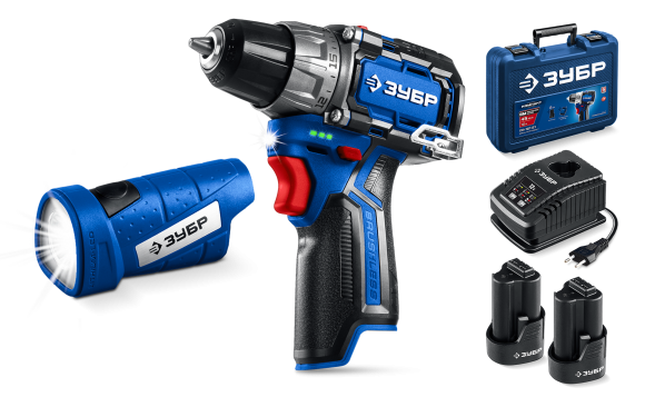 Шуруповёрт(BL) аккум.ЗУБР DB-121-22F, 12В, 45Н*м, 0-500/0-1об/мин, АКБ 2-шт (2А*ч),+фонарик, в кейсе Шуруповёрт(BL) аккум.ЗУБР DB-121-22F, 12В, 45Н*м, 0-500/0-1об/мин, АКБ 2-шт (2А*ч),+фонарик, в кейсе
