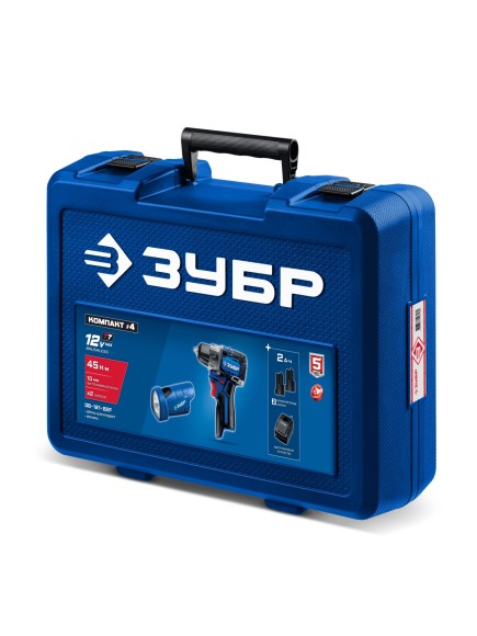 Шуруповёрт(BL) аккум.ЗУБР DB-121-22F, 12В, 45Н*м, 0-500/0-1об/мин, АКБ 2-шт (2А*ч),+фонарик, в кейсе Шуруповёрт(BL) аккум.ЗУБР DB-121-22F, 12В, 45Н*м, 0-500/0-1об/мин, АКБ 2-шт (2А*ч),+фонарик, в кейсе
