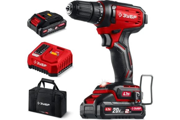 Шуруповёрт аккум. ЗУБР ДШ-40-22,20ВАКБ 2-шт (2А*ч),40Н*м,0-400/0-1500о/м, сумка