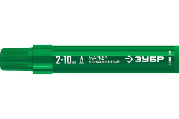 Маркер перманентный зелёный, клиновидный 2-10мм, МП-1000К, ЗУБР Маркер перманентный зелёный, клиновидный 2-10мм, МП-1000К, ЗУБР