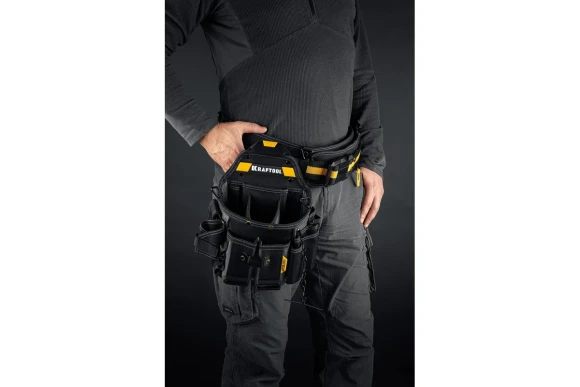 Поясная сумка FastClip KPB-23 плечевой ремень, 23 кармана и петли KRAFTOOL Поясная сумка FastClip KPB-23 плечевой ремень, 23 кармана и петли KRAFTOOL