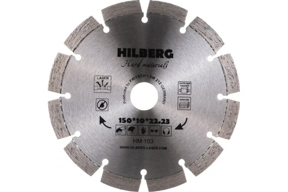 Диск алмазный 150*2.5*22,2 мм железобетон сегментный сухой/мокрый Laser  HILBERG