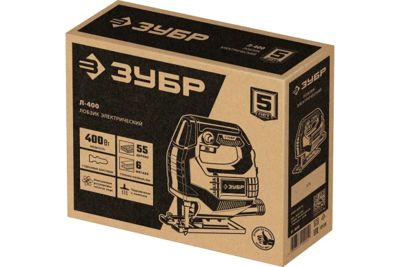Лобзик электрич. ЗУБР Л-400, 400Вт, 55/6мм, 0-3000ход/мин, в коробке Лобзик электрич. ЗУБР Л-400, 400Вт, 55/6мм, 0-3000ход/мин, в коробке