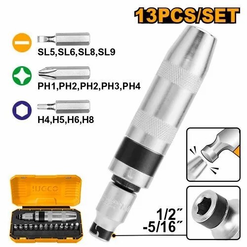 Отвертка ударно-поворотная 13 предм., INGCO HIDS1301