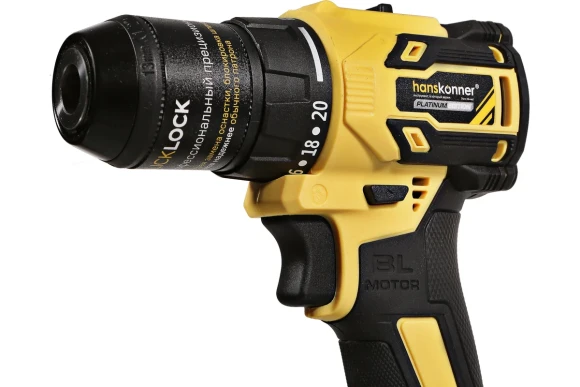 Шуруповёрт(BL) аккум. Hanskonner HCD2065C, 18В, 60Н*м, 1650об/мин, АКБ 2-шт (2А*ч), в кейсе