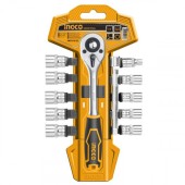 Набор головок с трещёткой INGCO HKTS14122, 1/4", 12предм.INDUSTRIAL