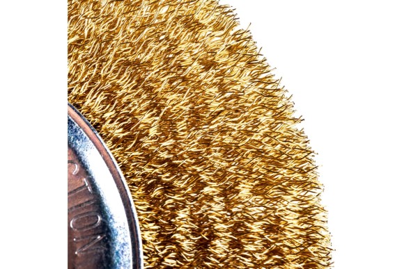 Щётка-крацовка дисковая для УШМ 150 х 22.2мм, латунированная сталь, РемоКолор Щётка-крацовка дисковая для УШМ 150 х 22.2мм, латунированная сталь, РемоКолор