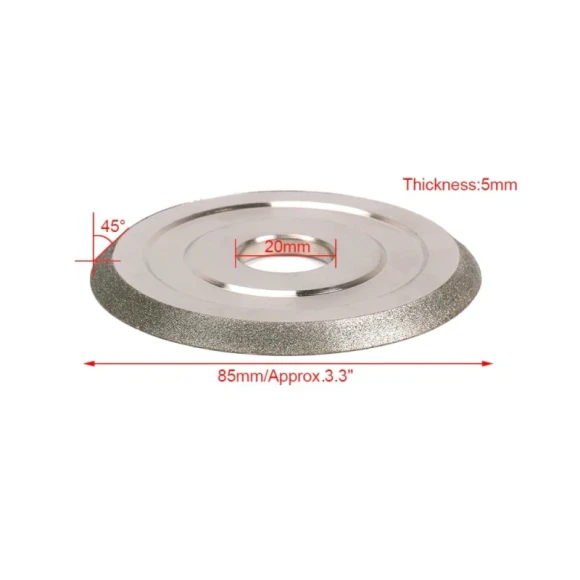Диск алмазный 85x20 45гр. для снятия фаски керамогранит для плиткорезов. DLT 0959 Диск алмазный 85x20 45гр. для снятия фаски керамогранит для плиткорезов. DLT 0959