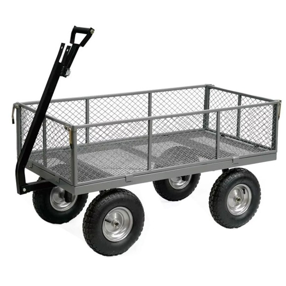 Тележка с сетчатыми бортами 950х490 колеса пневмо 250мм 300кг TC4211D