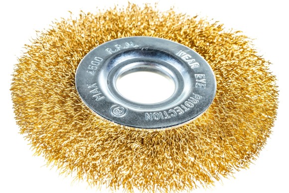 Щётка-крацовка дисковая для УШМ 100 х 22.2мм, латунированная сталь, РемоКолор Щётка-крацовка дисковая для УШМ 100 х 22.2мм, латунированная сталь, РемоКолор