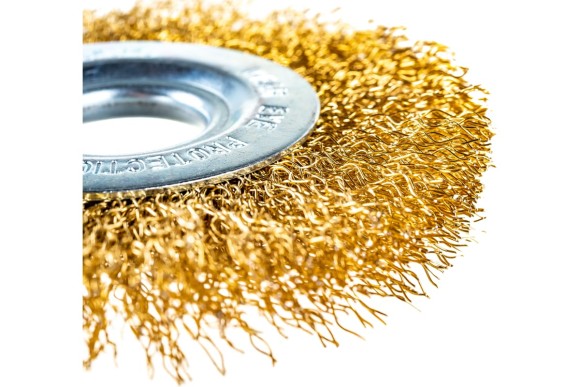 Щётка-крацовка дисковая для УШМ 100 х 22.2мм, латунированная сталь, РемоКолор Щётка-крацовка дисковая для УШМ 100 х 22.2мм, латунированная сталь, РемоКолор