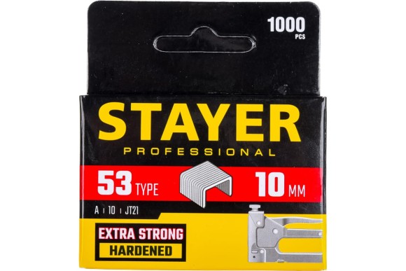 Скобы для степлера тип 53, 10мм, 1000шт, STAYER Скобы для степлера тип 53, 10мм, 1000шт, STAYER