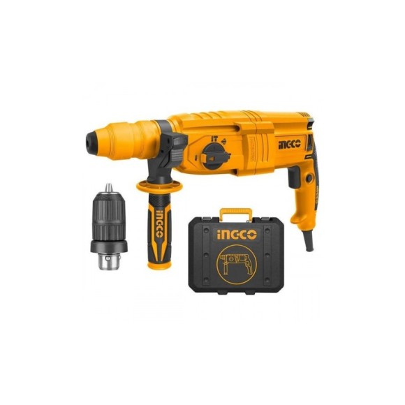 Перфоратор INGCO RGH9028-2,800В,2.5Дж,26мм,+патрон 13мм БЗП+комплект Перфоратор INGCO RGH9028-2,800В,2.5Дж,26мм,+патрон 13мм БЗП+комплект