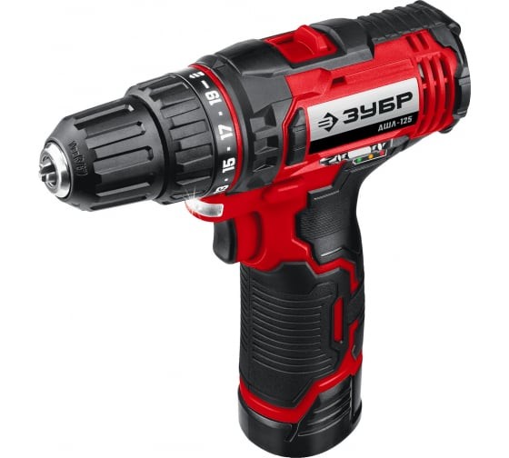 Шуруповёрт аккум. ЗУБР ДШЛ-125-22, 12В, 30Н*м, 1300об/мин, АКБ 2-шт (2А*ч), в кейсе