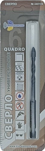 Сверло d-6*55мм керамика 4 кромки хвостовик 1/4"TRIO-DIAMOND Сверло d-6*55мм керамика 4 кромки хвостовик 1/4"TRIO-DIAMOND