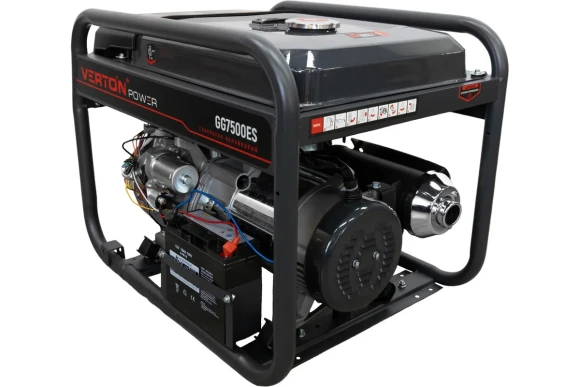 Генератор бензиновый VERTON PGG7500ES (6,0/6,5 кВт,230В,17л.с./ручной иэлектр. старт,медь, 12В, 