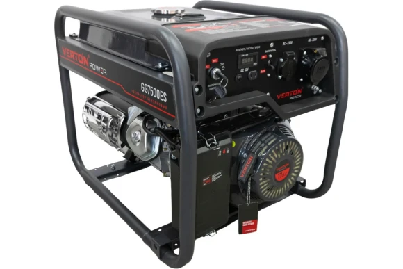 Генератор бензиновый VERTON PGG7500ES (6,0/6,5 кВт,230В,17л.с./ручной иэлектр. старт,медь, 12В, 