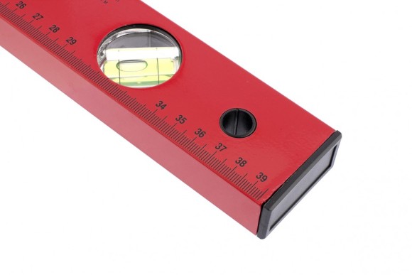 Уровень алюминиевый, 400 мм, 3 глазка, красный, линейка// Matrix
