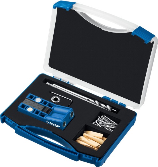 Кондуктор двойной  для глухих отверстий, два отверстия, в кейсе ЗУБР  Кондуктор двойной  для глухих отверстий, два отверстия, в кейсе ЗУБР