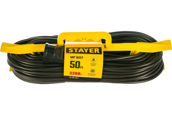 Удлинитель на рамке STAYER MF 207, 50м, 2.2кВт, 220В, 1 розетка, ПВС 2х0.75мм?