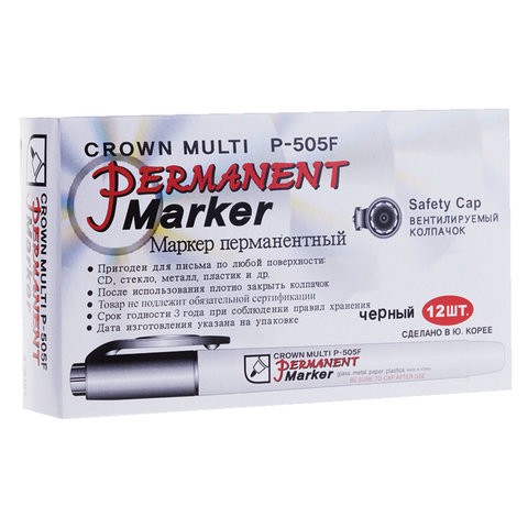 Маркер перманентный 1мм черный пулевидный MunHwa Crown "Multi Marker Super Slim" P-505F Маркер перманентный 1мм черный пулевидный MunHwa Crown "Multi Marker Super Slim" P-505F