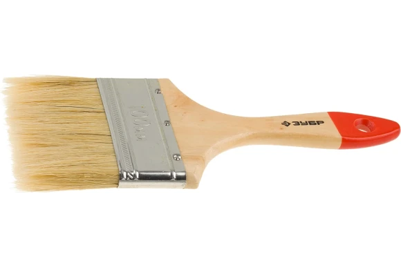 Кисть плоская, ЗУБР Универсал, 100 мм, 4", светлая натур. щетина, дерев. ручка, все виды ЛКМ