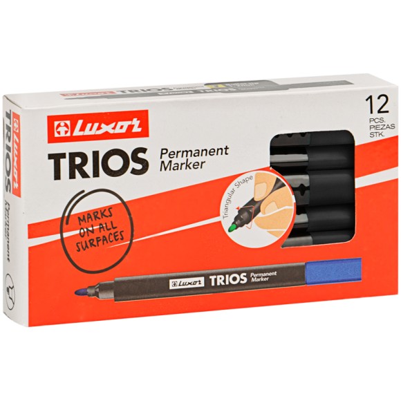 Маркер перманентный 2,5мм  черный, пулевидный, Luxor "Trios" 33201