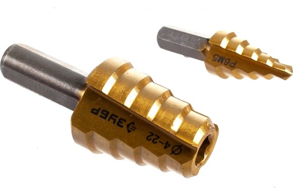 Сверло по металлу ступенчатое(модульное) 4-22мм 10ст ЗУБР  Сверло по металлу ступенчатое(модульное) 4-22мм 10ст ЗУБР