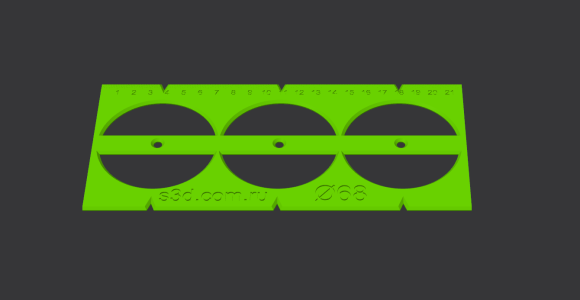 Шаблон для подрозетников 68мм тройной с линейкой PET-G пластик(зелёный) ВЕЛЕС Шаблон для подрозетников 68мм тройной с линейкой PET-G пластик(зелёный) ВЕЛЕС