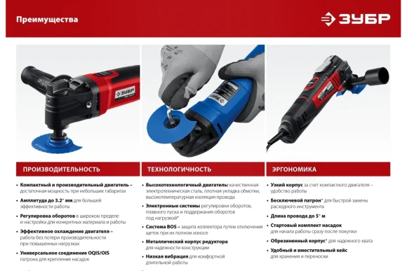 Реноватор(МФИ) ЗУБР МФИ-500 КН, 500Вт, 19000кол/мин, 3 насадки, в кейсе