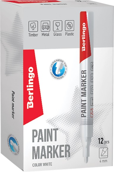 Маркер-краска белый, нитро основа 2-4мм, PA400 Berlingo Маркер-краска белый, нитро основа 2-4мм, PA400 Berlingo