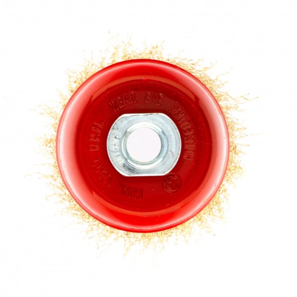 Щётка-крацовка чашечная для УШМ М14, 75мм, латунированная сталь, Matrix Щётка-крацовка чашечная для УШМ М14, 75мм, латунированная сталь, Matrix