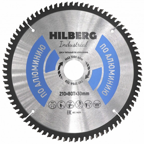 Диск пильный 210*30*80Т Алюминий Hilberg Industrial HA210