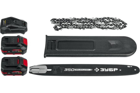 Пила цепная аккумуляторная ЗУБР ПЦЛ-3635-42, 36В, шина 35см, 3/8, 1.3, 52 звена, АКБ 2-шт (4А*ч) Пила цепная аккумуляторная ЗУБР ПЦЛ-3635-42, 36В, шина 35см, 3/8, 1.3, 52 звена, АКБ 2-шт (4А*ч)
