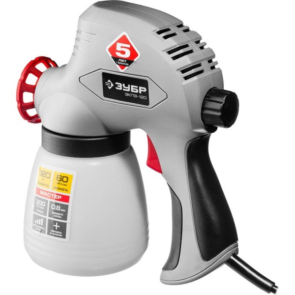 Краскопульт безвоздушный электрич. ЗУБР ЗКПЭ-120, 120Вт, 800мл, 0.8мм, 60DIN Краскопульт безвоздушный электрич. ЗУБР ЗКПЭ-120, 120Вт, 800мл, 0.8мм, 60DIN